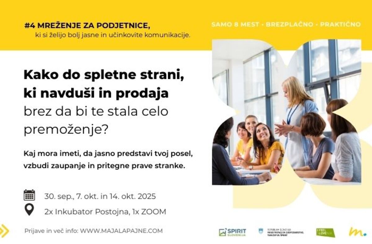 Mreženje za podjetnice: KAKO DO SPLETNE STRANI, KI NAVDUŠI IN PRODAJA | Gledališče | Veliki Otok | Dogodki | Slika #1